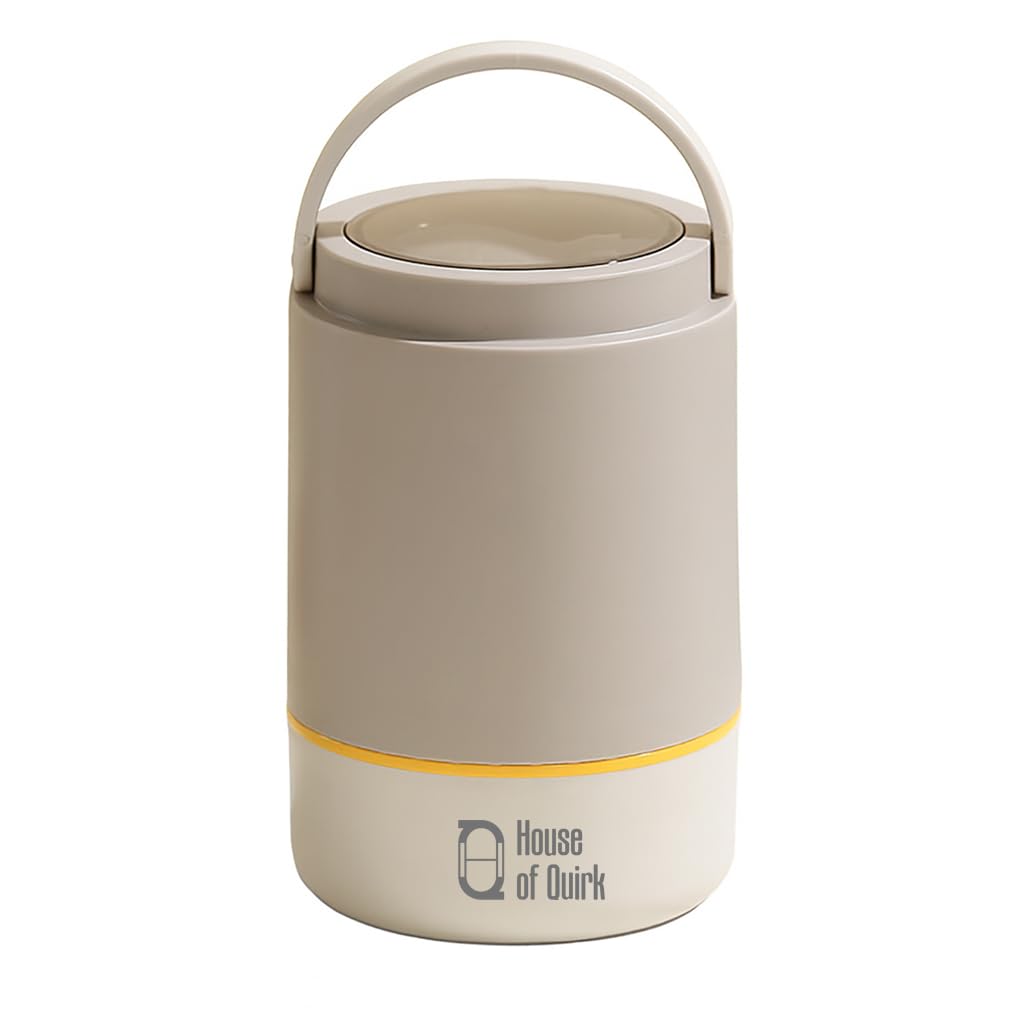 House of Quirk 304 Stainless Steel Lunch Box - 900ml Three-Layer Portable Bento Box with Lid for Office Workers & Students (Green/Yellow)