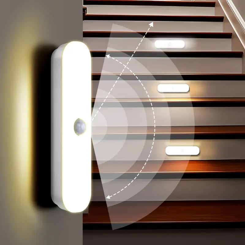 FLYNGO 2Pcs Motion Sensor LED Night Light Home, Indoor Auto On/Off Rechargeable Wireless Magnetic LED Cabinet Lamp for Closet, Bedroom, Home, Stairs, Kitchen, Bathroom, Wardrobe Lighting