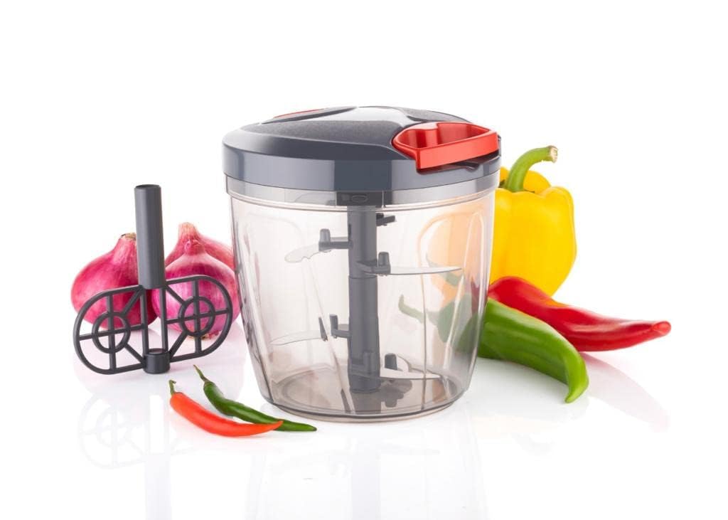 Chopper for Kitchen Use | 1100 ml Square Push Chopper with 5 Blades | Chopping Vegetables & Fruits, Onion, Ginger, Garlic, Salad, Tomato, Potato (Blue)