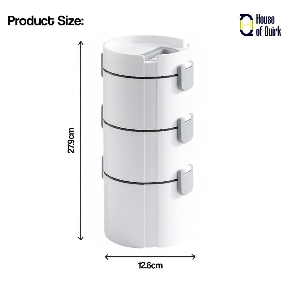 House of Quirk 304 Stainless Steel Lunch Box - 900ml Three-Layer Portable Bento Box with Lid for Office Workers & Students (Green/Yellow)