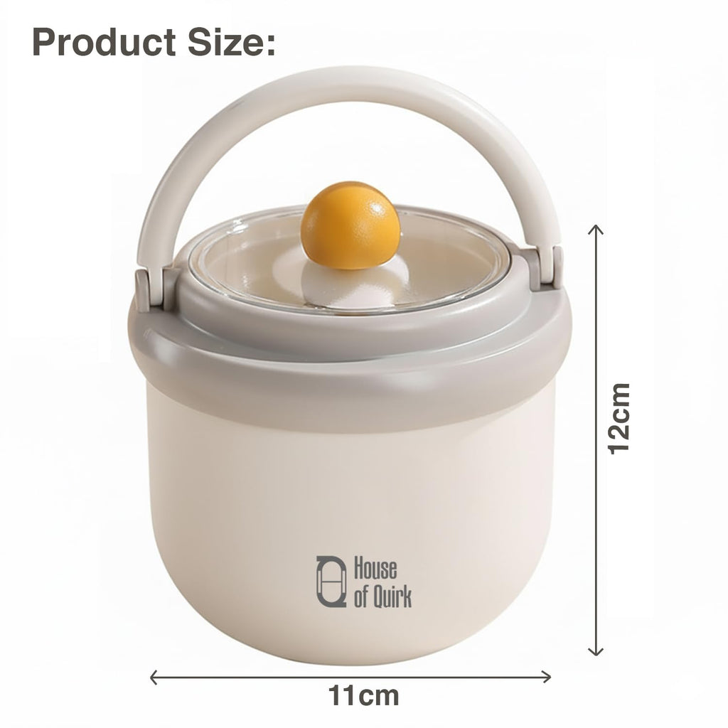 House of Quirk 304 Stainless Steel Lunch Box - 900ml Three-Layer Portable Bento Box with Lid for Office Workers & Students (Green/Yellow)