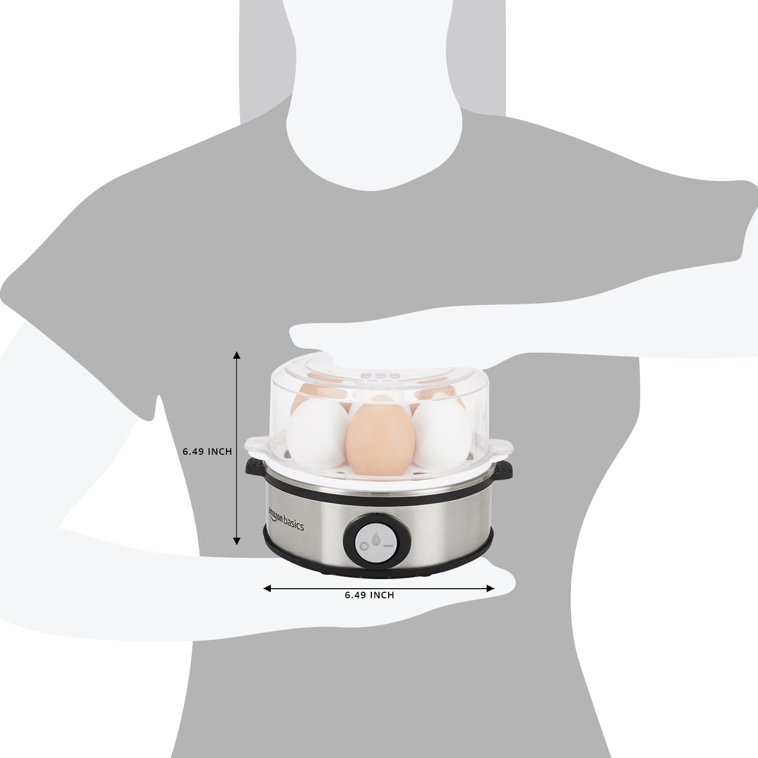 amazon basics Electric Egg Boiler | 350 Watt | Boils Upto 7 Eggs | Automatic Operation, 3 Boiling Modes | Overheat Protection | Stainless Steel Heating Plate, Measuring Cup | 75ml | Plastic | White