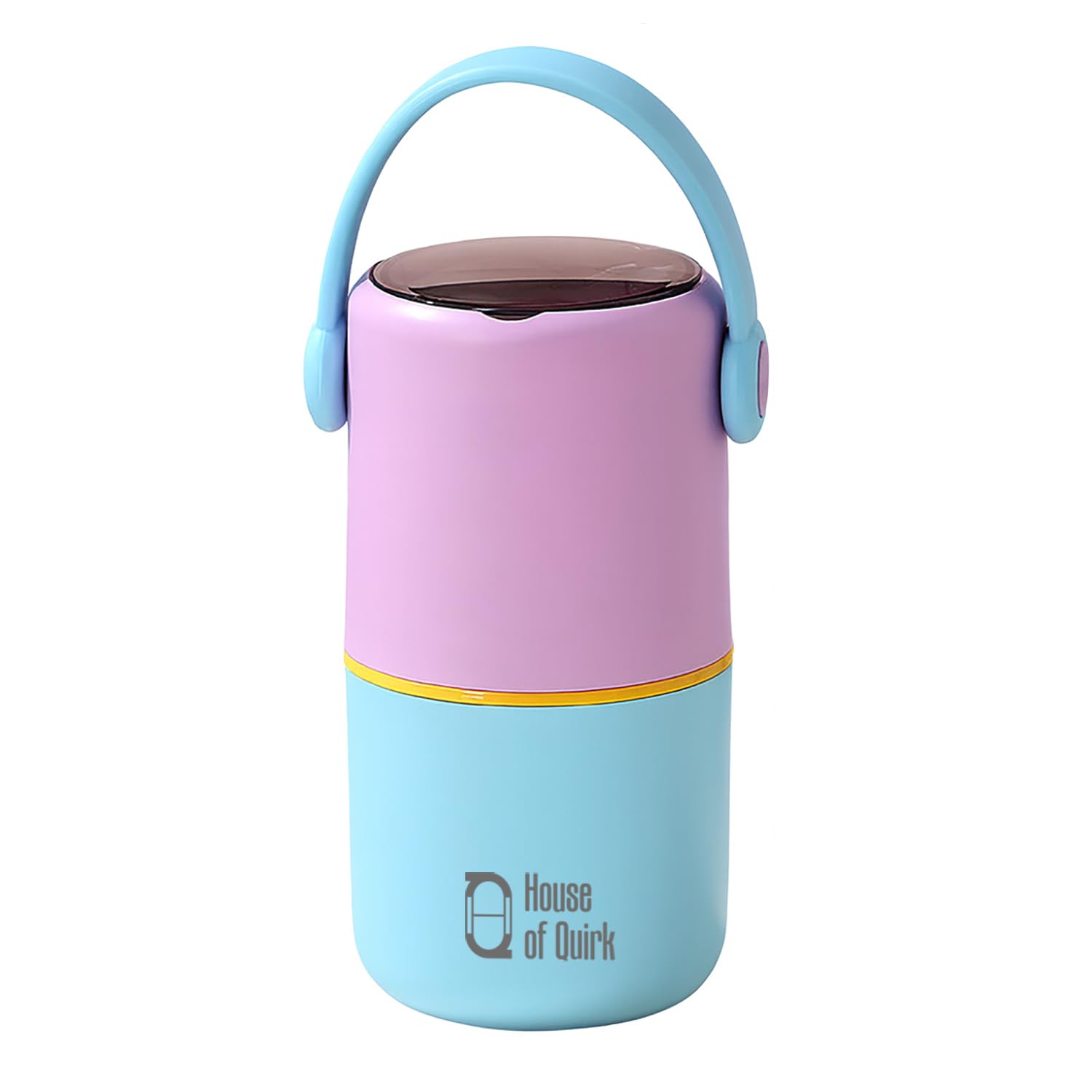 House of Quirk 304 Stainless Steel Lunch Box - 900ml Three-Layer Portable Bento Box with Lid for Office Workers & Students (Green/Yellow)