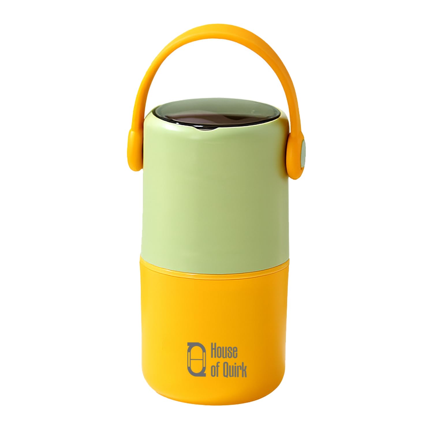 House of Quirk 304 Stainless Steel Lunch Box - 900ml Three-Layer Portable Bento Box with Lid for Office Workers & Students (Green/Yellow)