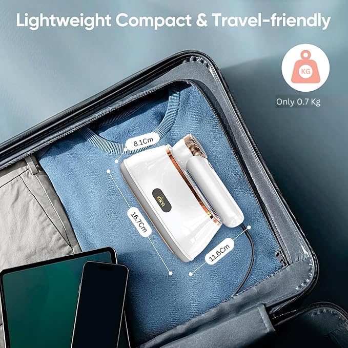 Iron for clothes, Steamer for Clothes & Iron 2in1,Steam Iron for Travel Ironing foldable steamer cloth dryer,portable handheld garment drying,1200W Travel Steam Iron,5 Modes LCD,180ml for 20 Min Steam