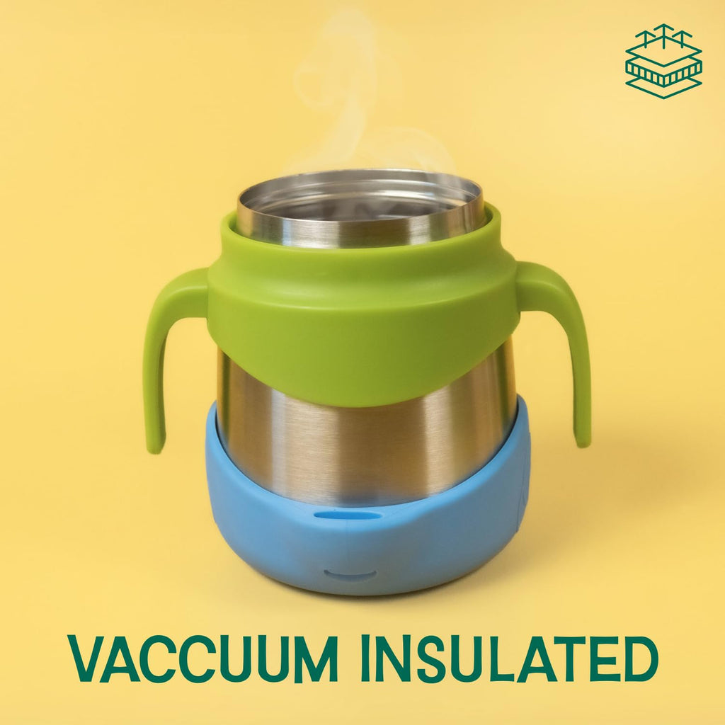 Basil ThermoTot Kids Insulated Food Jar 320ml | 304 Stainless Steel | BPA-Free | Double Wall Vacuum Lunch Box with Handle & Spork | Hot Cold Storage for School Travel Picnics - Grape