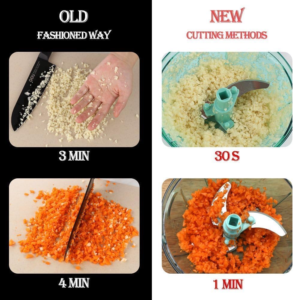 Chopper for Kitchen Use | 1100 ml Square Push Chopper with 5 Blades | Chopping Vegetables & Fruits, Onion, Ginger, Garlic, Salad, Tomato, Potato (Blue)