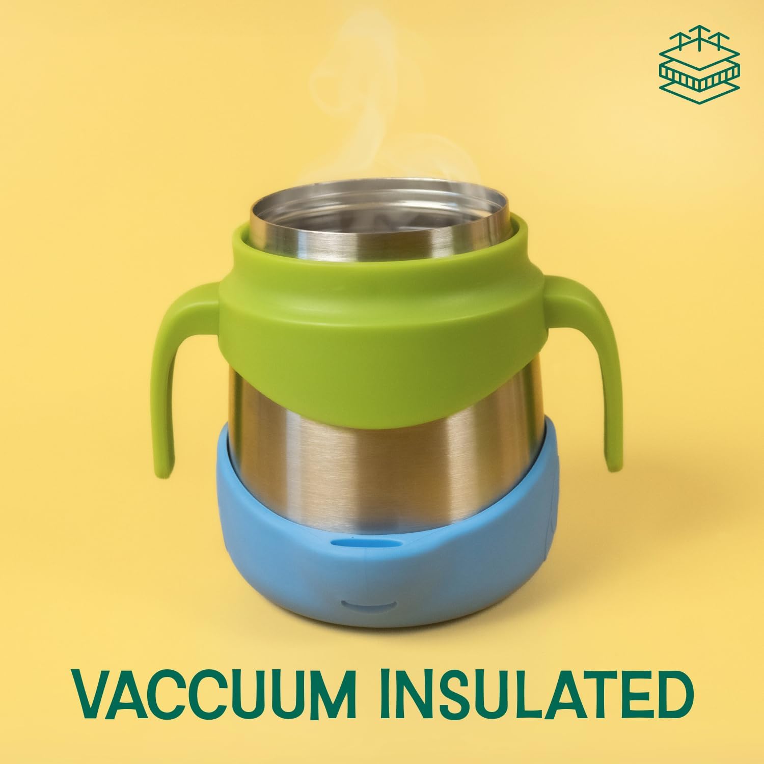 Basil ThermoTot Kids Insulated Food Jar 320ml | 304 Stainless Steel | BPA-Free | Double Wall Vacuum Lunch Box with Handle & Spork | Hot Cold Storage for School Travel Picnics - Grape