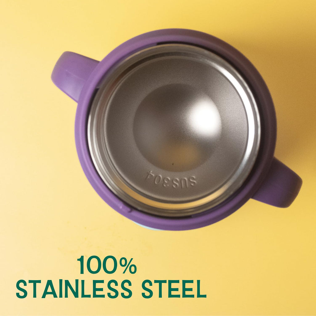 Basil ThermoTot Kids Insulated Food Jar 320ml | 304 Stainless Steel | BPA-Free | Double Wall Vacuum Lunch Box with Handle & Spork | Hot Cold Storage for School Travel Picnics - Grape