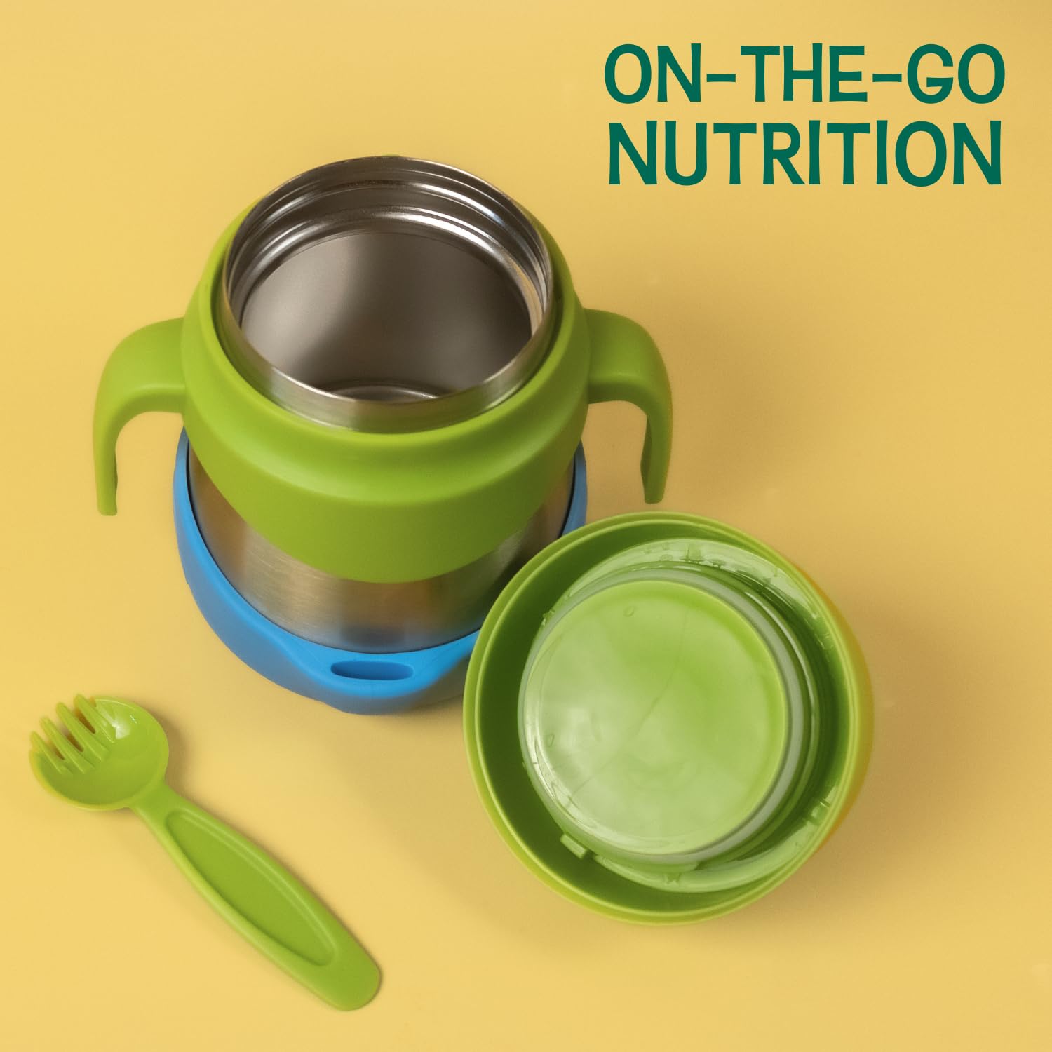 Basil ThermoTot Kids Insulated Food Jar 320ml | 304 Stainless Steel | BPA-Free | Double Wall Vacuum Lunch Box with Handle & Spork | Hot Cold Storage for School Travel Picnics - Grape