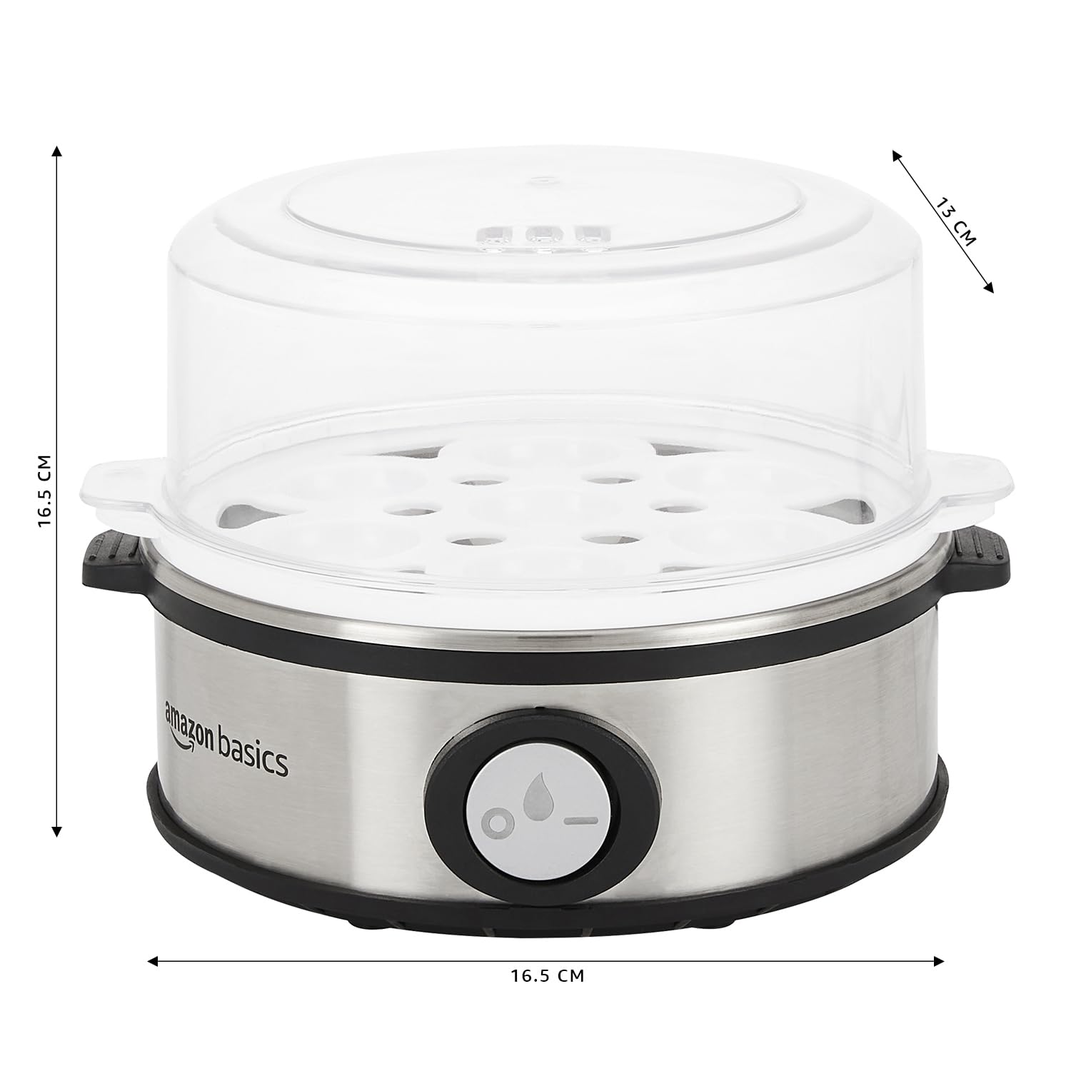 amazon basics Electric Egg Boiler | 350 Watt | Boils Upto 7 Eggs | Automatic Operation, 3 Boiling Modes | Overheat Protection | Stainless Steel Heating Plate, Measuring Cup | 75ml | Plastic | White