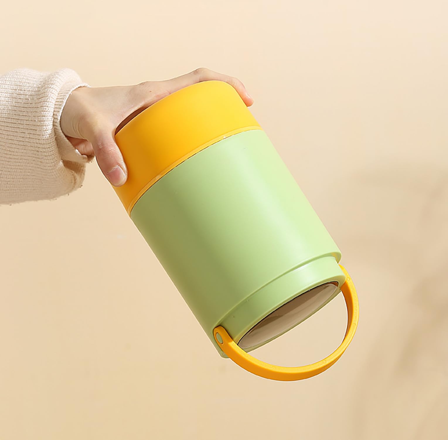 House of Quirk 304 Stainless Steel Lunch Box - 900ml Three-Layer Portable Bento Box with Lid for Office Workers & Students (Green/Yellow)