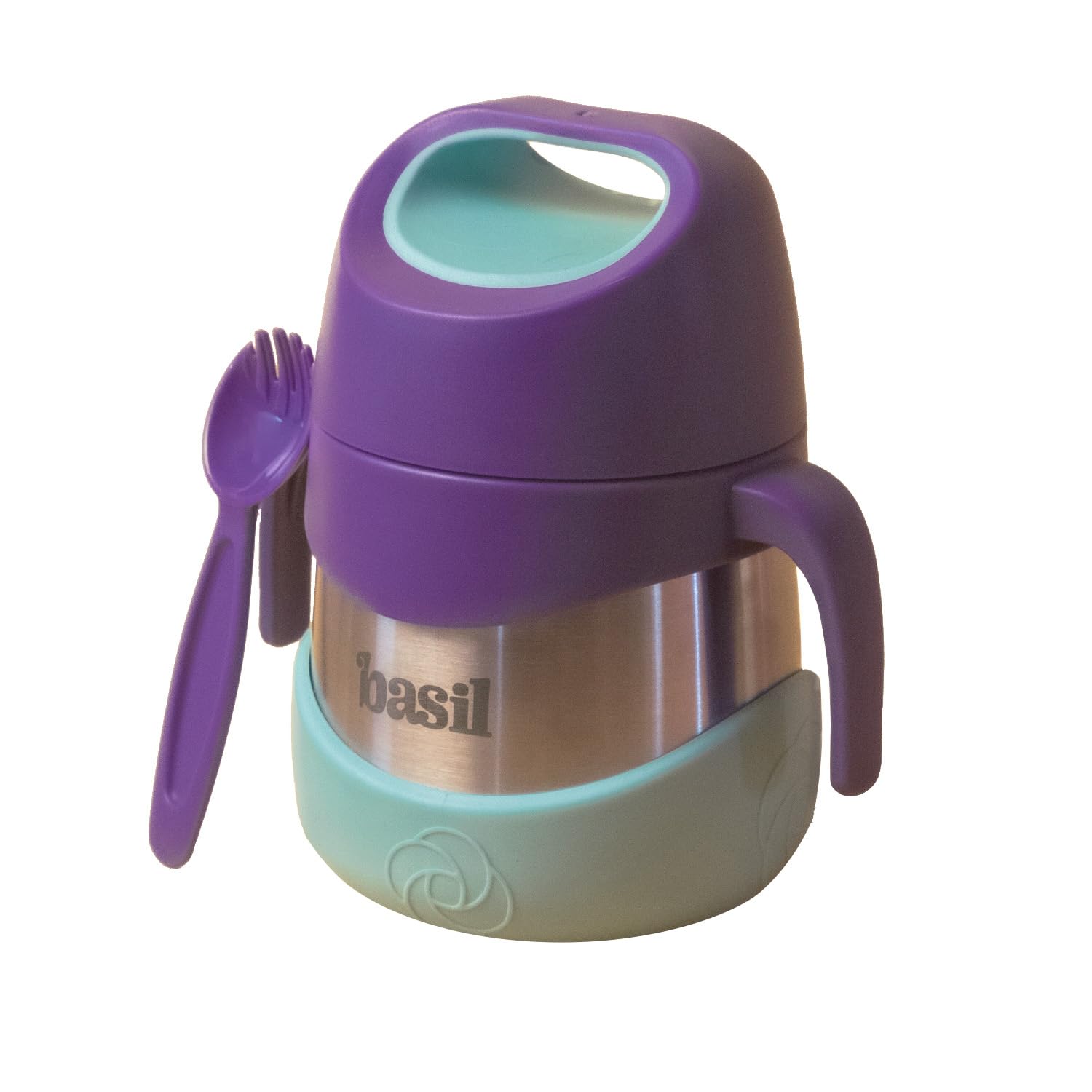 Basil ThermoTot Kids Insulated Food Jar 320ml | 304 Stainless Steel | BPA-Free | Double Wall Vacuum Lunch Box with Handle & Spork | Hot Cold Storage for School Travel Picnics - Grape