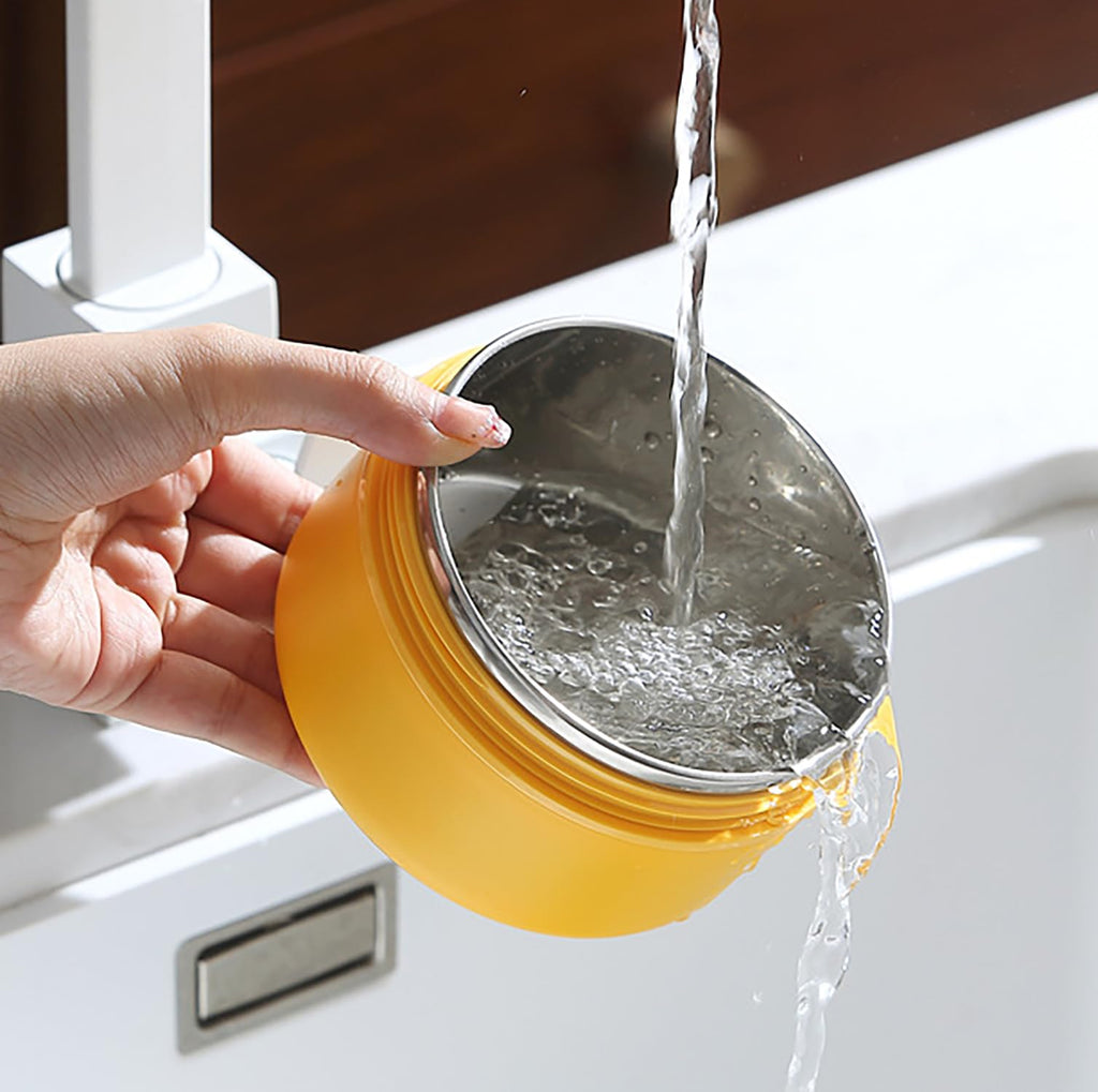 House of Quirk 304 Stainless Steel Lunch Box - 900ml Three-Layer Portable Bento Box with Lid for Office Workers & Students (Green/Yellow)