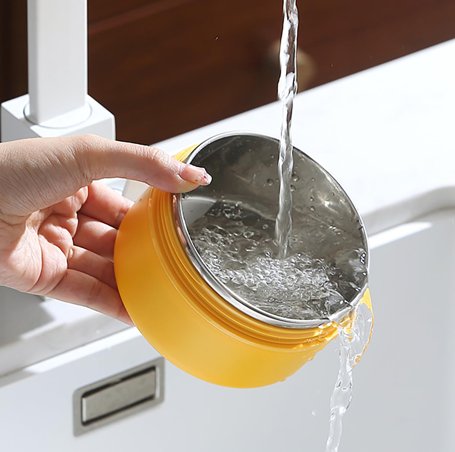 House of Quirk 304 Stainless Steel Lunch Box - 900ml Three-Layer Portable Bento Box with Lid for Office Workers & Students (Green/Yellow)