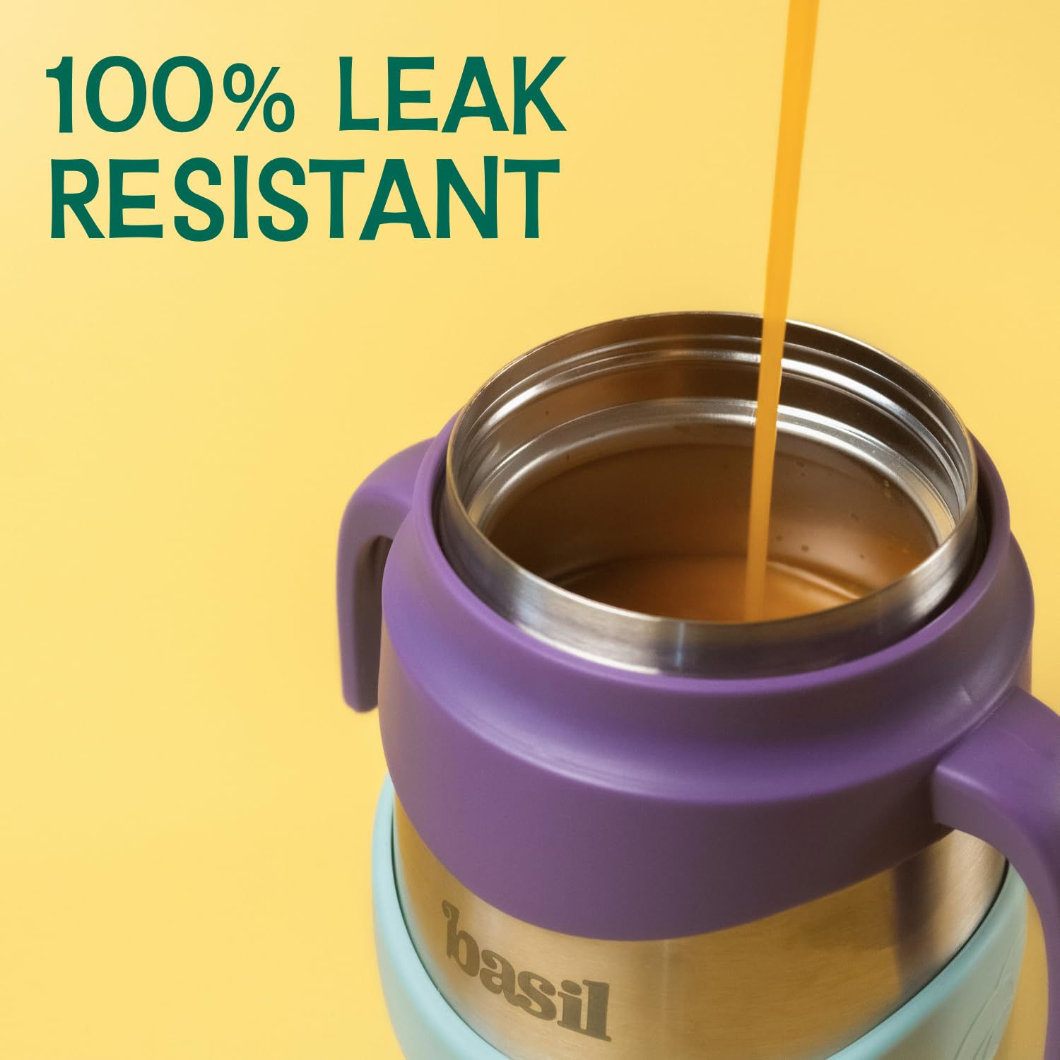 Basil ThermoTot Kids Insulated Food Jar 320ml | 304 Stainless Steel | BPA-Free | Double Wall Vacuum Lunch Box with Handle & Spork | Hot Cold Storage for School Travel Picnics - Grape