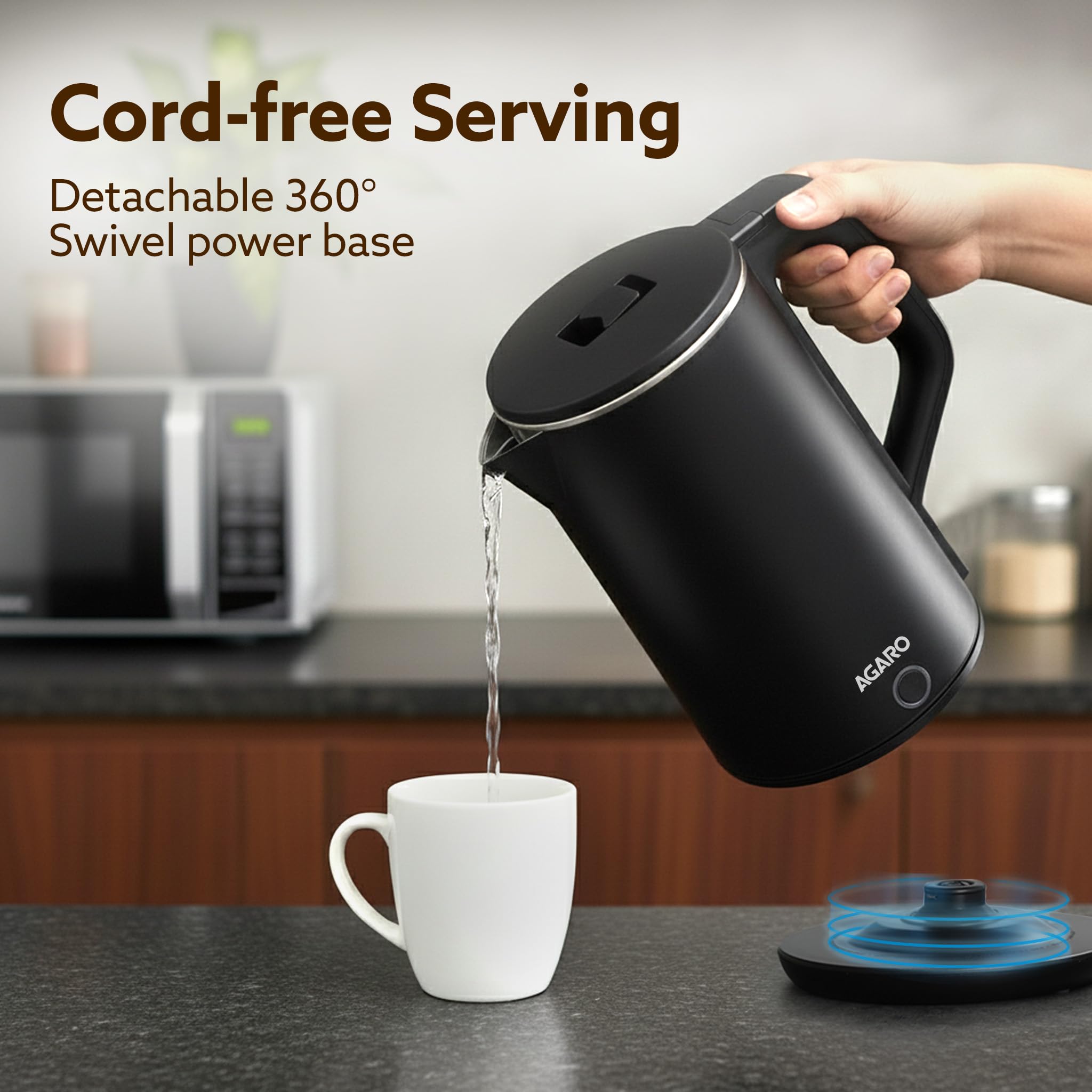 AGARO Regency Multi Cook Kettle With Steamer, 1.2L Inner Pot, Double Layered Body, Variable Temperature Settings, Wide Mouth, Boiling, Steaming, Tea, Coffee, Egg, Vegetable Boiling, 600W, Sea Green