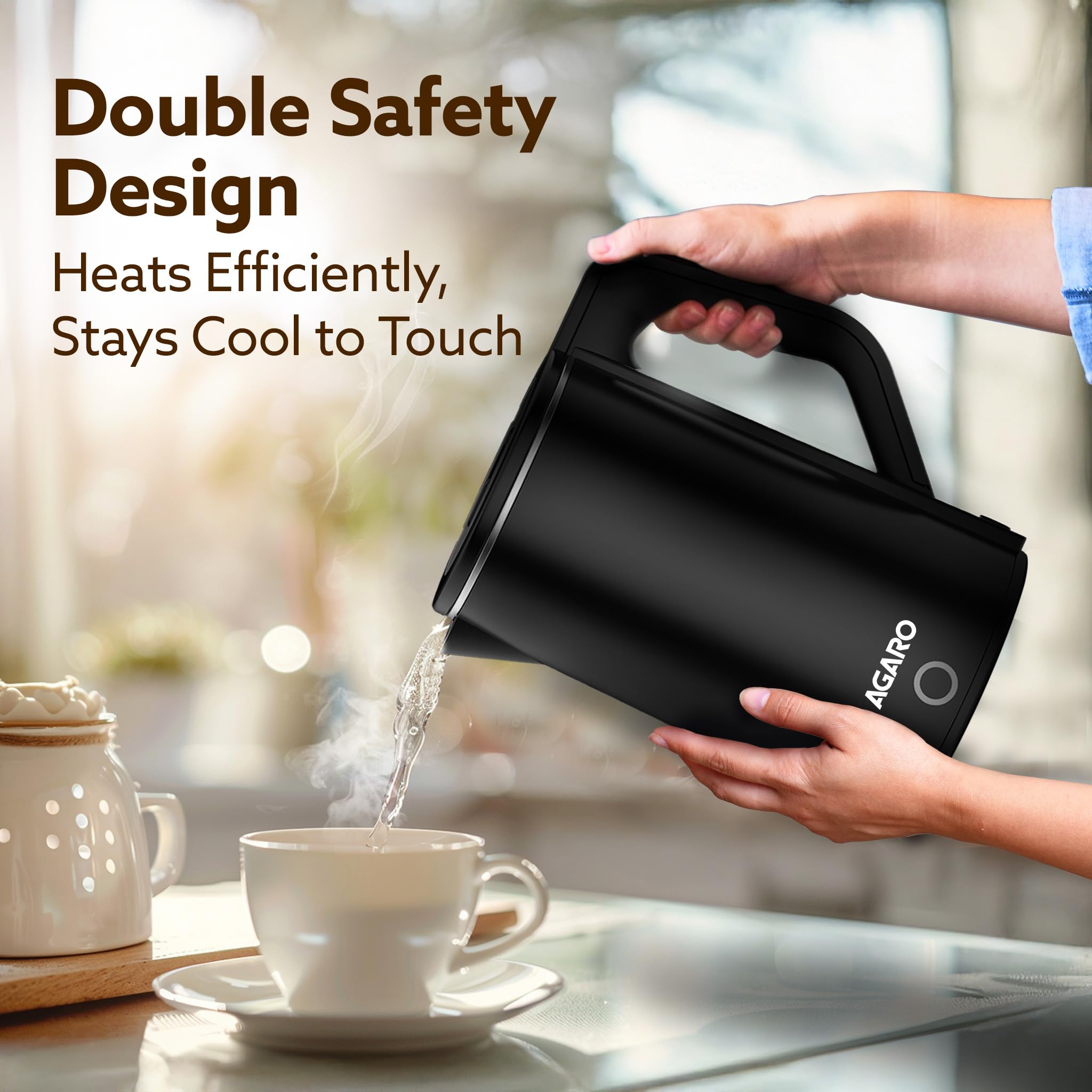 AGARO Regency Multi Cook Kettle With Steamer, 1.2L Inner Pot, Double Layered Body, Variable Temperature Settings, Wide Mouth, Boiling, Steaming, Tea, Coffee, Egg, Vegetable Boiling, 600W, Sea Green