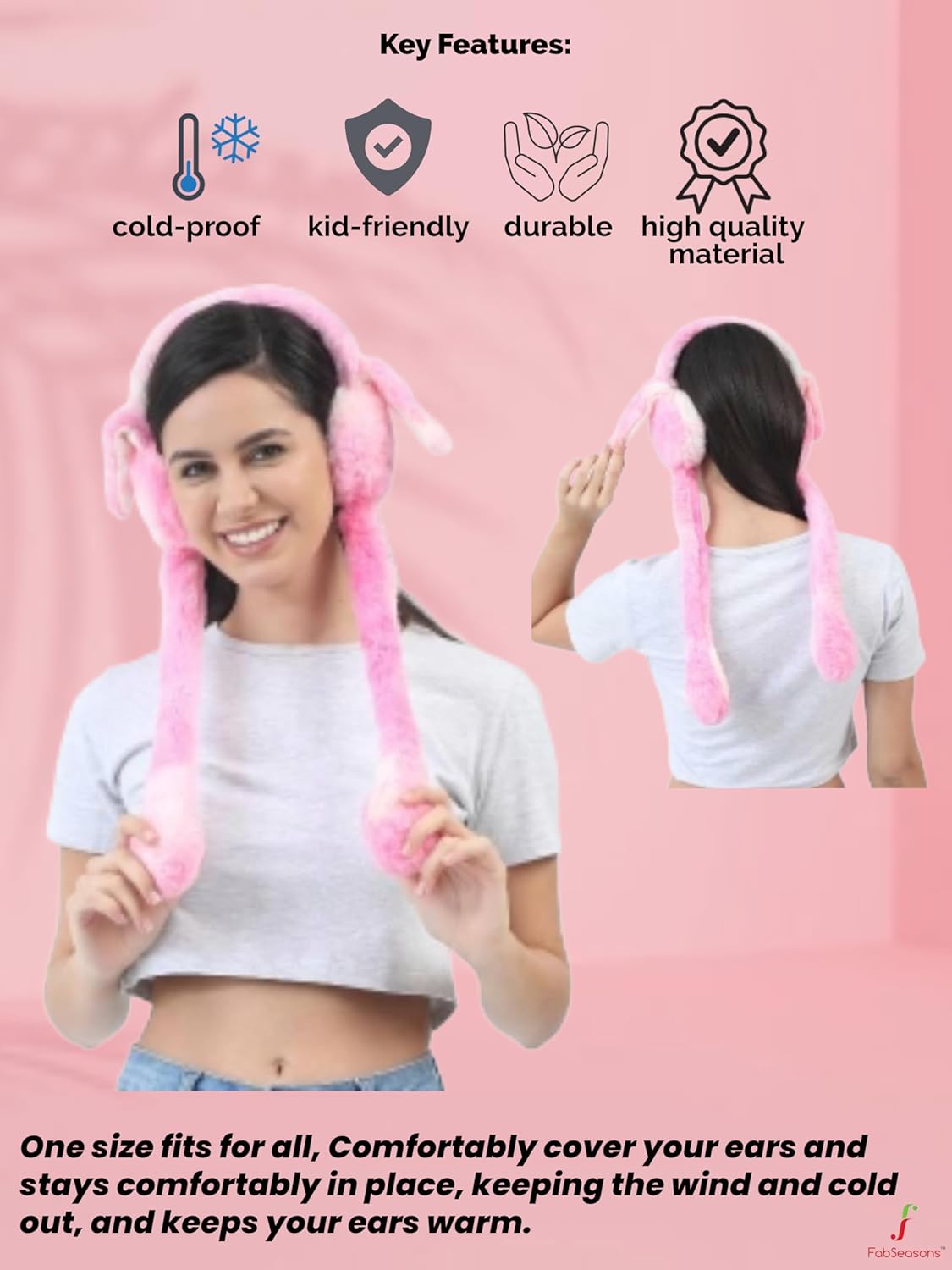 FabSeasons Winter Premium Outdoor Wear Ear Muffs/Warmer for Kids and Adults, Ideal Head/Hair Accessory for winters