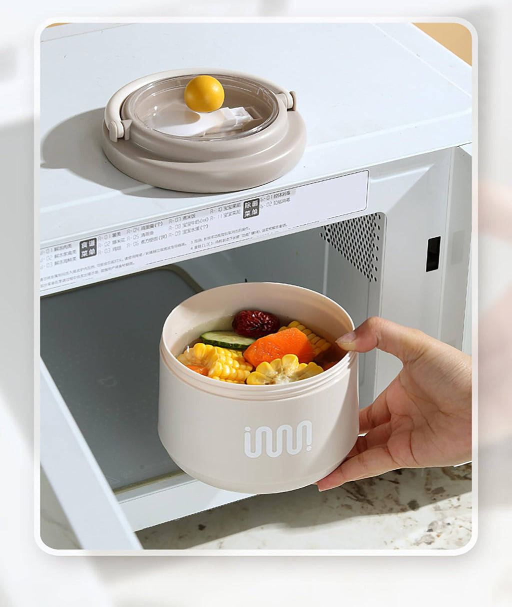 House of Quirk 304 Stainless Steel Lunch Box - 900ml Three-Layer Portable Bento Box with Lid for Office Workers & Students (Green/Yellow)