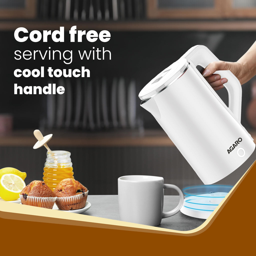 AGARO Regency Multi Cook Kettle With Steamer, 1.2L Inner Pot, Double Layered Body, Variable Temperature Settings, Wide Mouth, Boiling, Steaming, Tea, Coffee, Egg, Vegetable Boiling, 600W, Sea Green