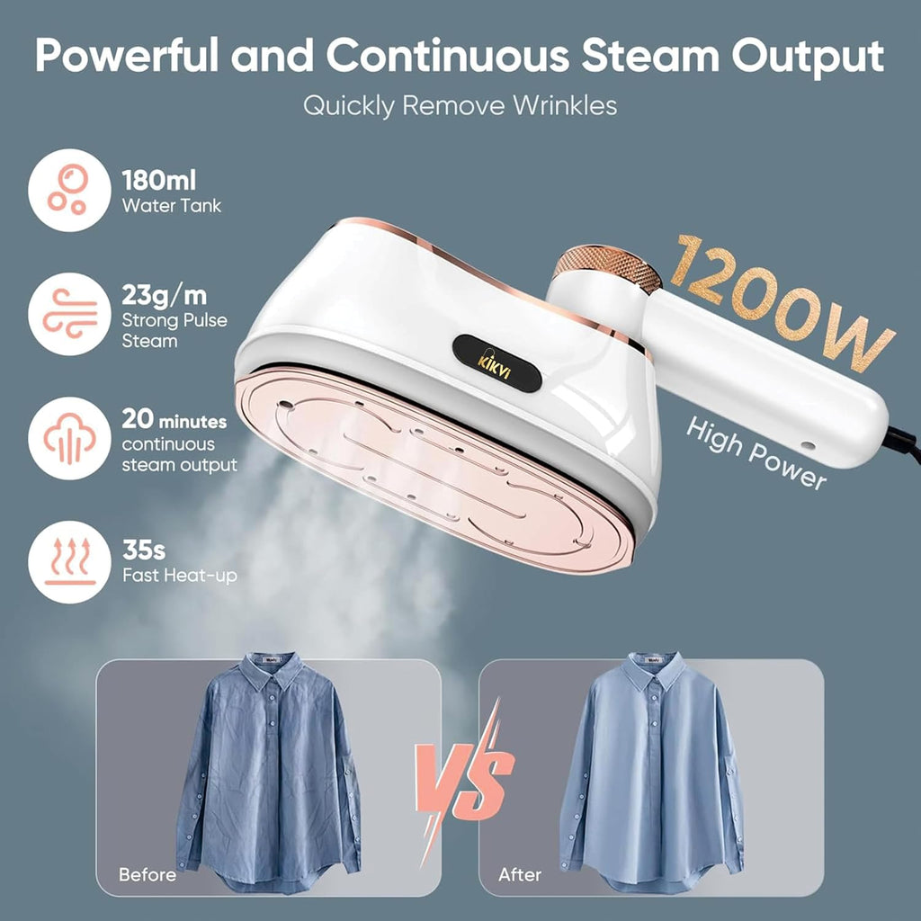 Iron for clothes, Steamer for Clothes & Iron 2in1,Steam Iron for Travel Ironing foldable steamer cloth dryer,portable handheld garment drying,1200W Travel Steam Iron,5 Modes LCD,180ml for 20 Min Steam
