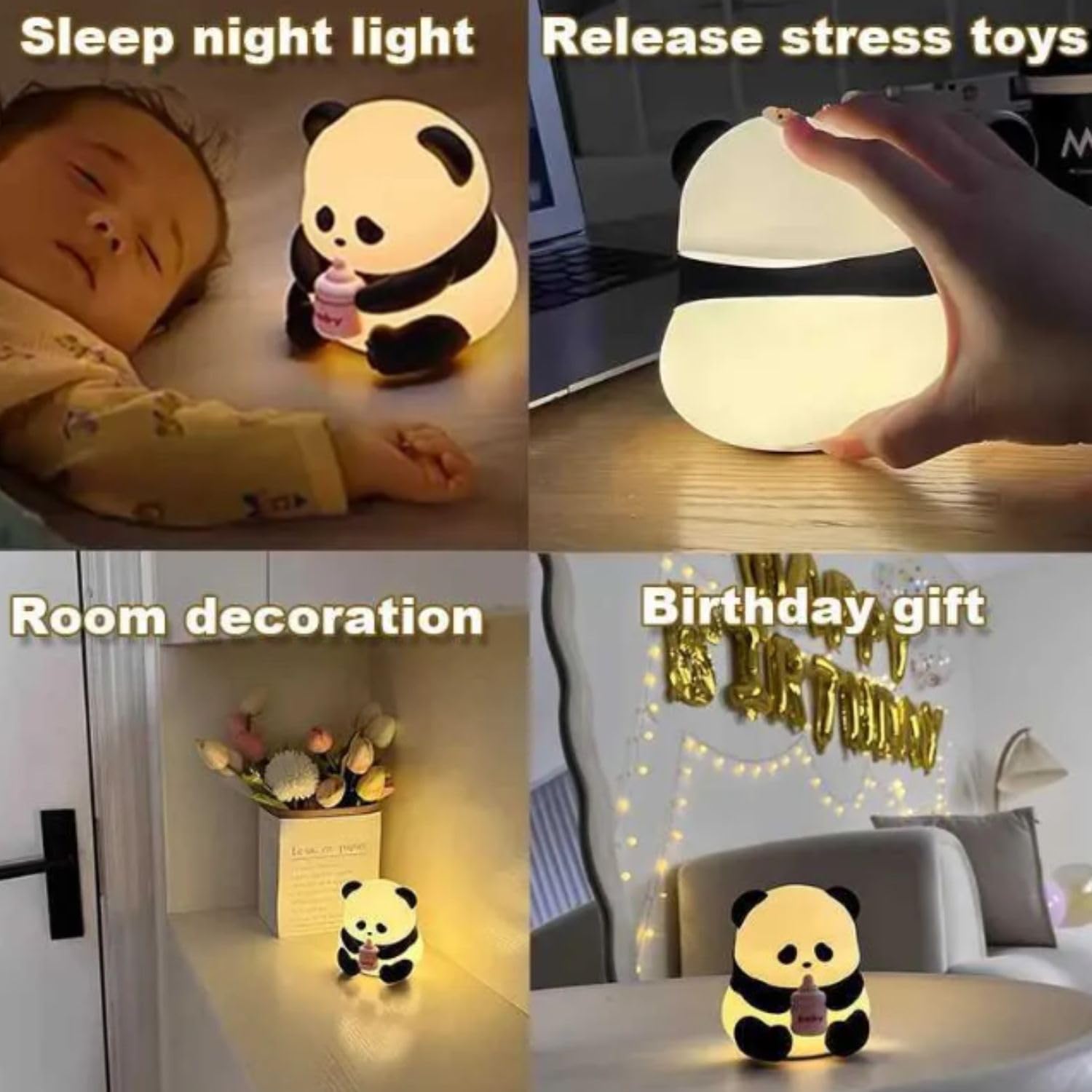 Desidiya® Lying Panda Night Light - Soft Silicone Color-Changing LED Touch Lamp with Timer for Bedroom & Office