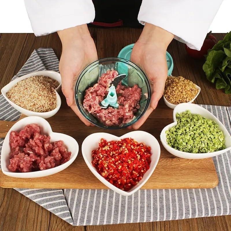 Chopper for Kitchen Use | 1100 ml Square Push Chopper with 5 Blades | Chopping Vegetables & Fruits, Onion, Ginger, Garlic, Salad, Tomato, Potato (Blue)