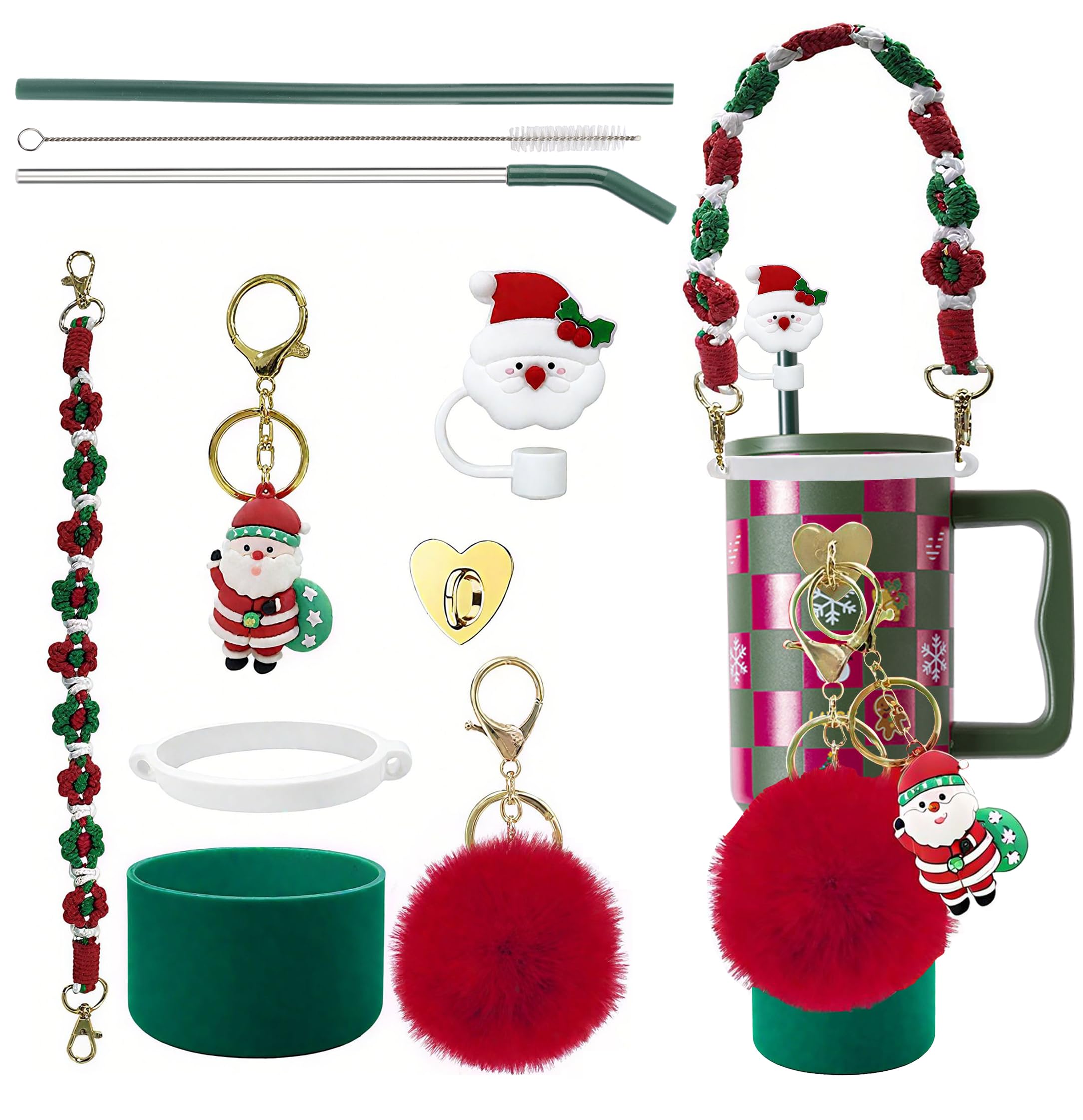 House of Quirk 1200ML Stainless Steel Tumbler with Handle & Lid, 2 Straws – Large Travel Mug Water Cup for Gym, Office & Outdoor Use (Misty Rose)