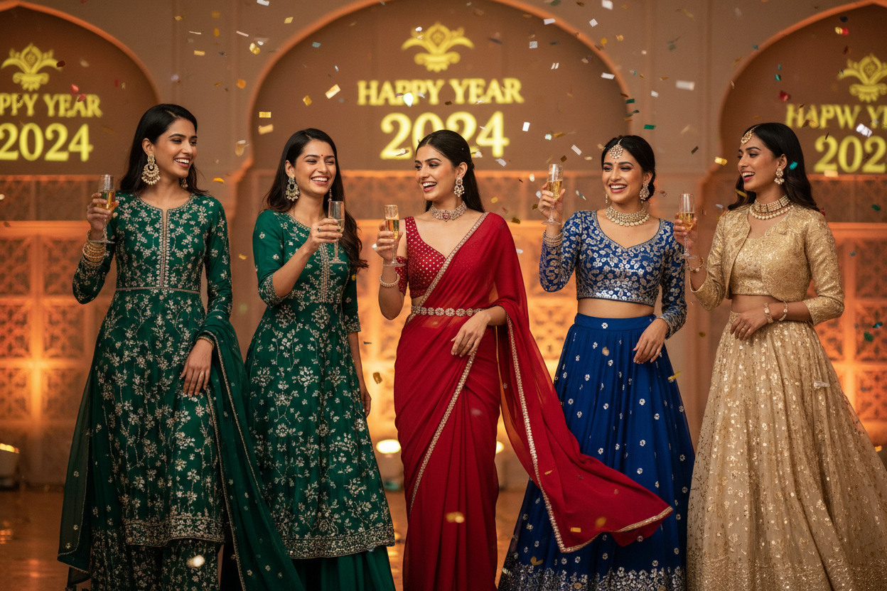 new year era with indian ladies young girls fashion